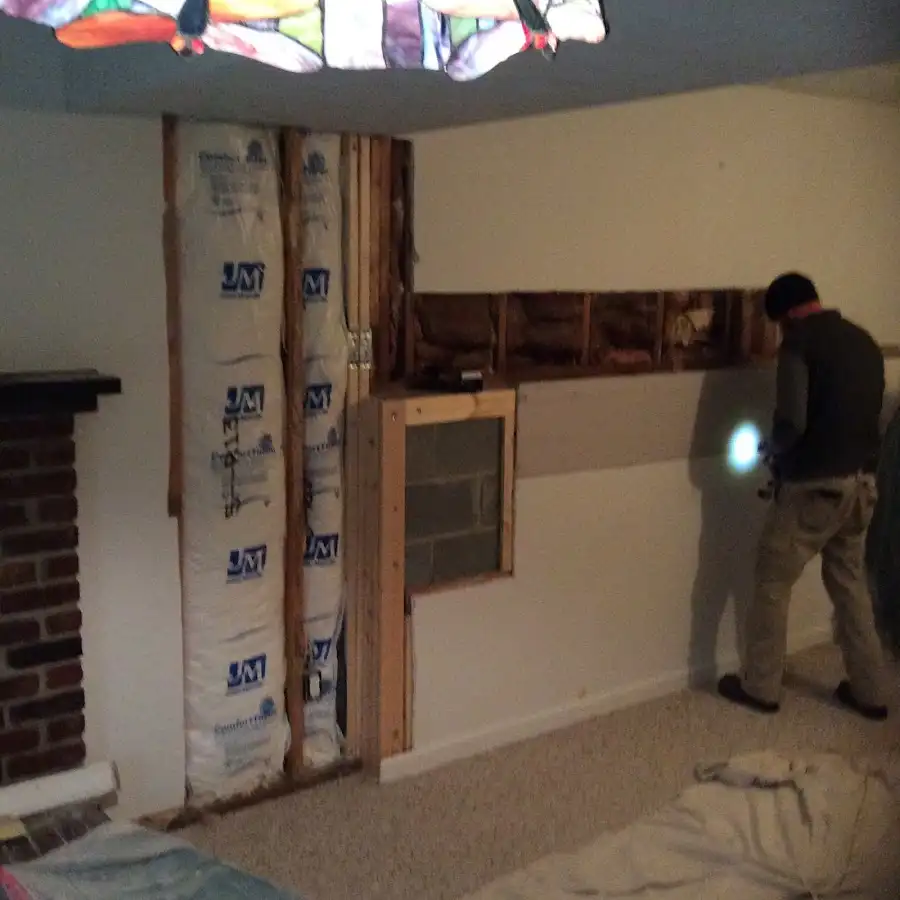 Restoration technician inspecting water damage in North Lakes